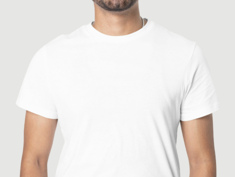 Indian man in simple white tee studio portrait